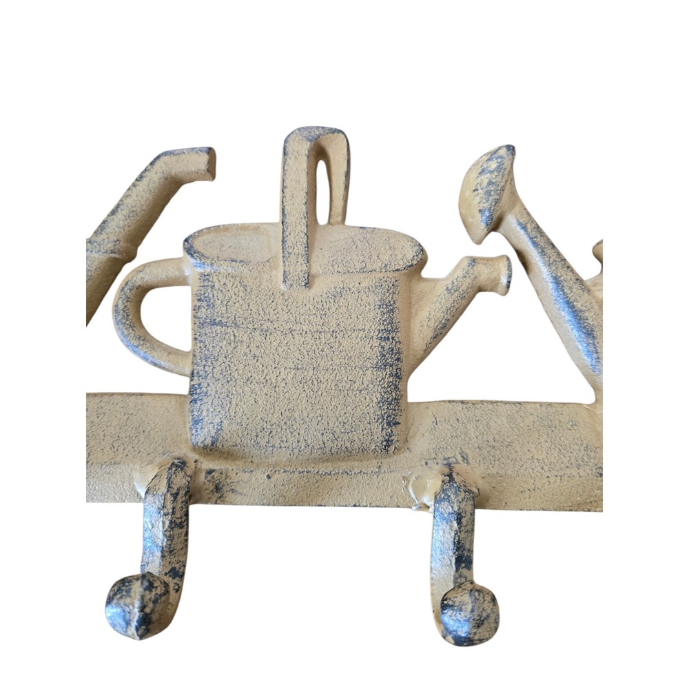 Vintage Style Cast Iron Watering Can Wall Hook Rack Farmhouse Garden Decor - Picture 3 of 8